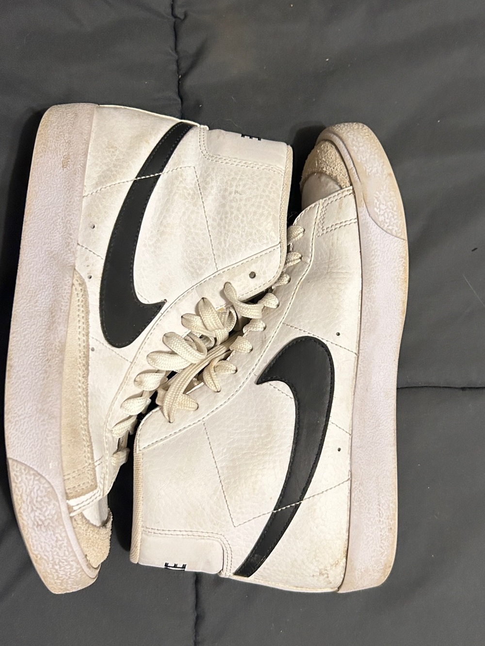 Nike High-Top Sneakers in Off-White with Black Swoosh